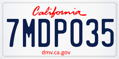 CA license plate 7MDP035