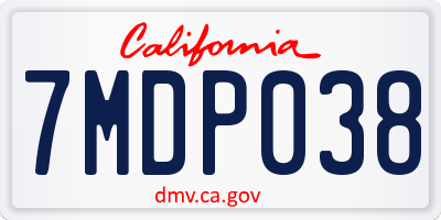 CA license plate 7MDP038