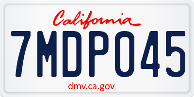 CA license plate 7MDP045