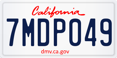 CA license plate 7MDP049