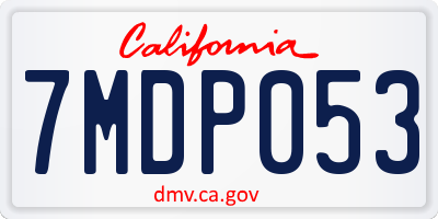 CA license plate 7MDP053