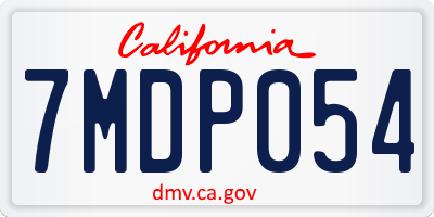 CA license plate 7MDP054