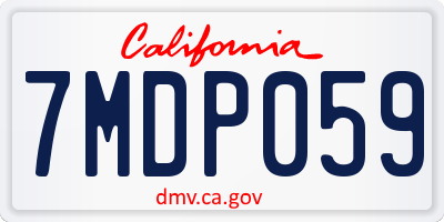CA license plate 7MDP059