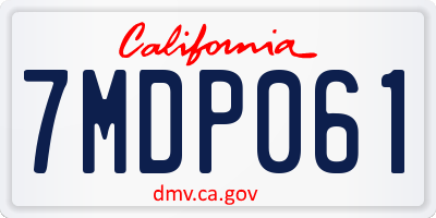 CA license plate 7MDP061