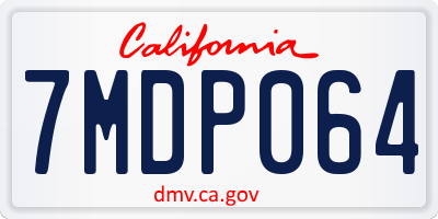 CA license plate 7MDP064