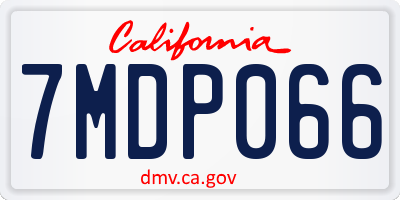 CA license plate 7MDP066