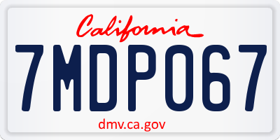 CA license plate 7MDP067