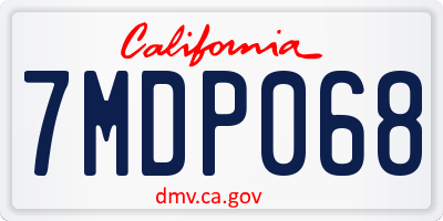 CA license plate 7MDP068