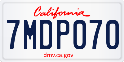 CA license plate 7MDP070