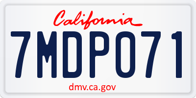 CA license plate 7MDP071