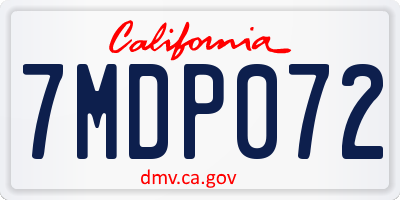 CA license plate 7MDP072