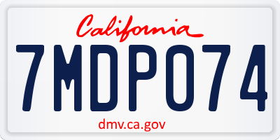 CA license plate 7MDP074
