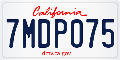 CA license plate 7MDP075