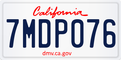 CA license plate 7MDP076