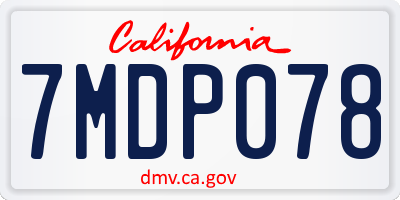 CA license plate 7MDP078