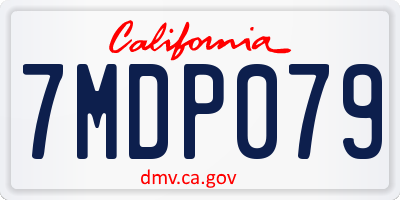 CA license plate 7MDP079
