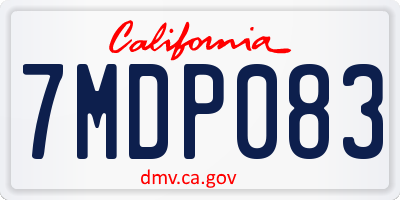 CA license plate 7MDP083