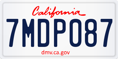 CA license plate 7MDP087