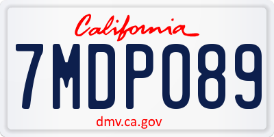CA license plate 7MDP089