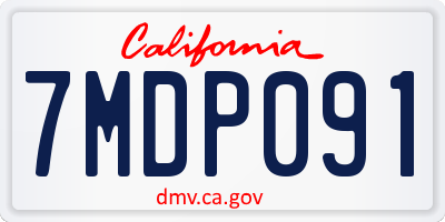 CA license plate 7MDP091