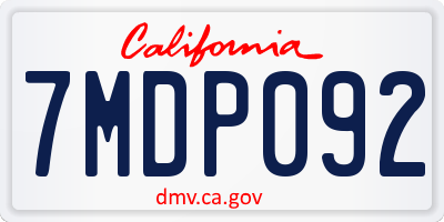 CA license plate 7MDP092