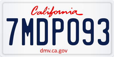 CA license plate 7MDP093