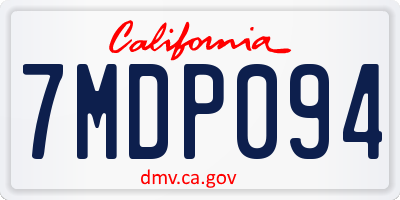 CA license plate 7MDP094