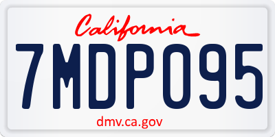 CA license plate 7MDP095