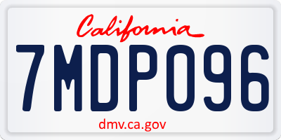 CA license plate 7MDP096