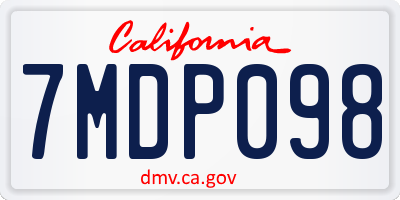 CA license plate 7MDP098