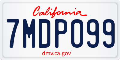 CA license plate 7MDP099