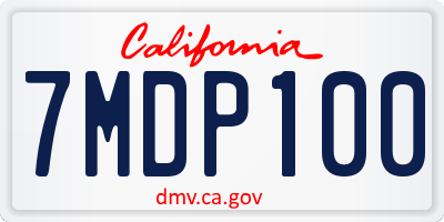 CA license plate 7MDP100