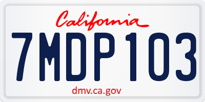 CA license plate 7MDP103