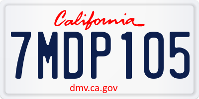 CA license plate 7MDP105