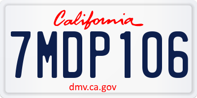 CA license plate 7MDP106