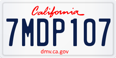 CA license plate 7MDP107
