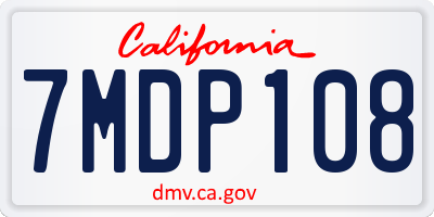 CA license plate 7MDP108