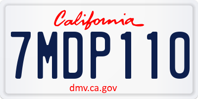 CA license plate 7MDP110