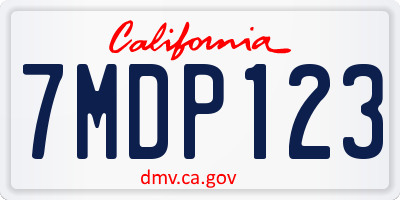 CA license plate 7MDP123