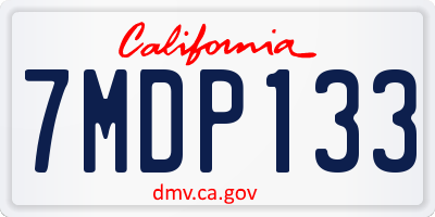 CA license plate 7MDP133