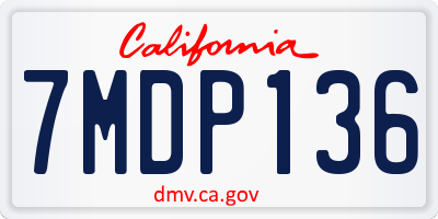 CA license plate 7MDP136
