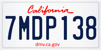 CA license plate 7MDP138