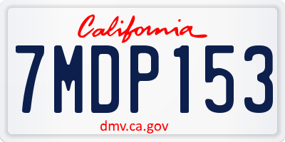CA license plate 7MDP153