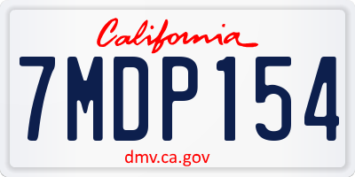 CA license plate 7MDP154