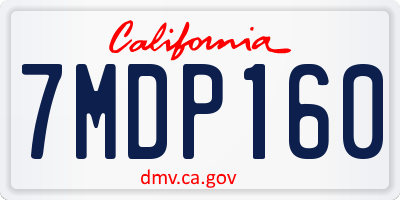 CA license plate 7MDP160