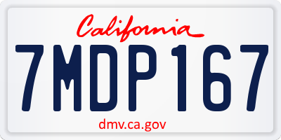 CA license plate 7MDP167