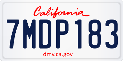 CA license plate 7MDP183