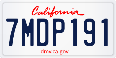 CA license plate 7MDP191