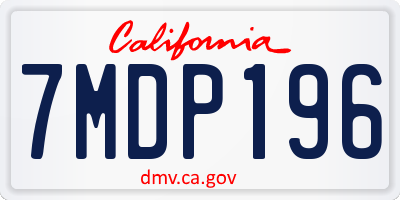 CA license plate 7MDP196