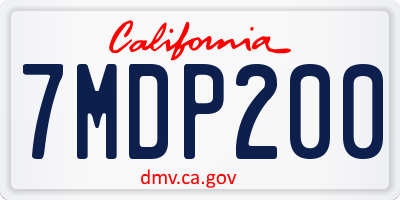 CA license plate 7MDP200